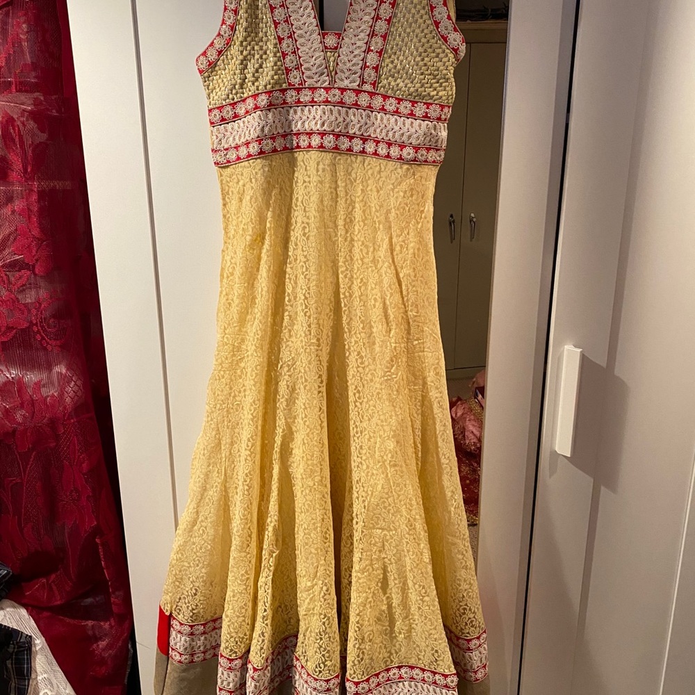 Yellow and red anarkali